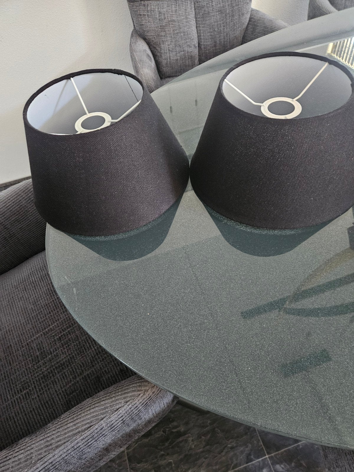 2x Nieuwe zwarte lampenkappen - ongebruikt, Huis en Inrichting, Lampen | Lampenkappen, Ophalen, Overige typen, Zwart, Rond