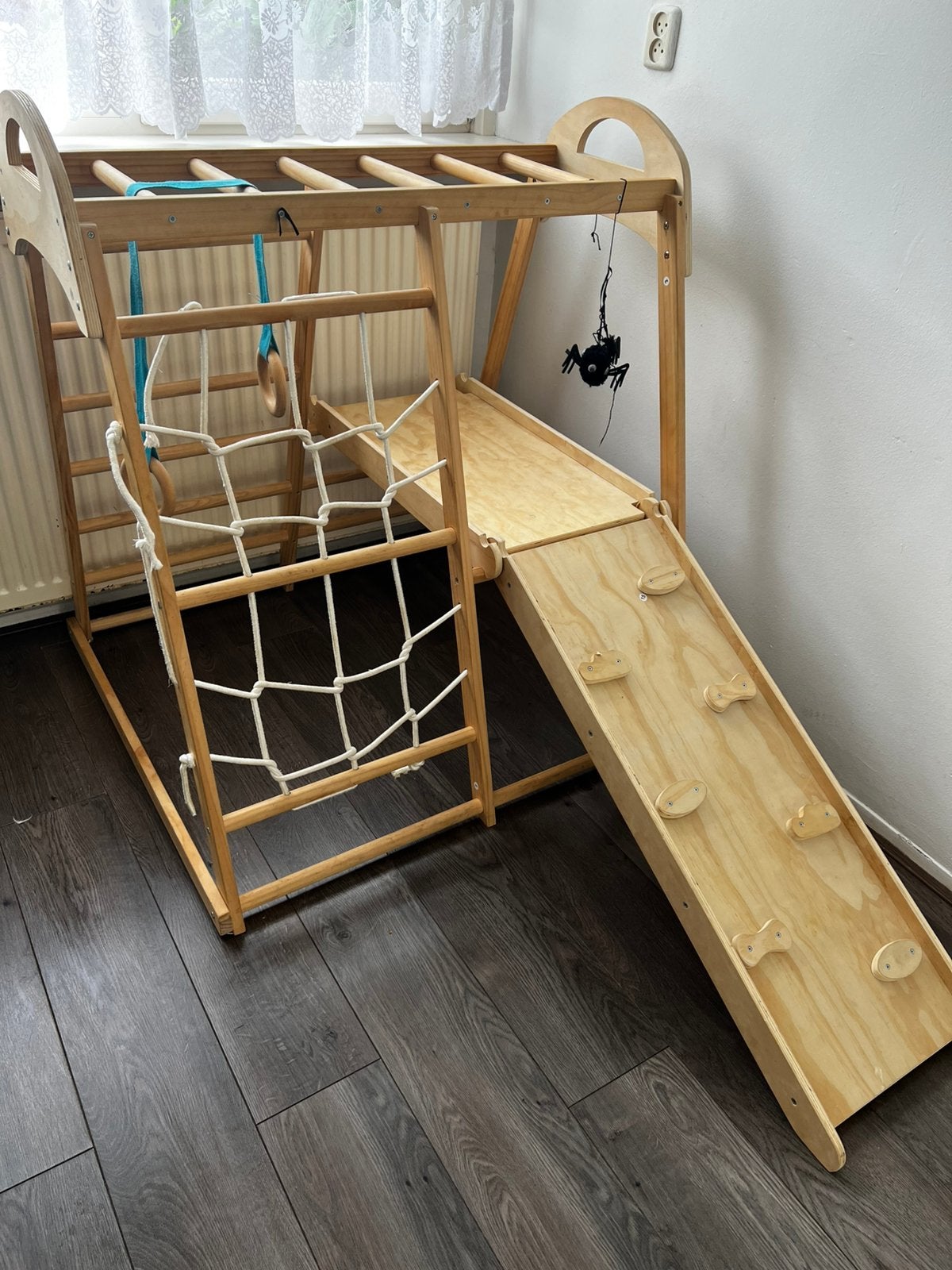 Mooi houten klimrek met glijbaan / klimwand, Ophalen, Gebruikt, Glijbaan