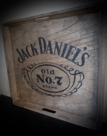 Houten dienblad / Jack Daniel's whiskey / wandbord / mancave, Met afbeelding/tekst, Vierkant, Ophalen of Verzenden, Zo goed als nieuw