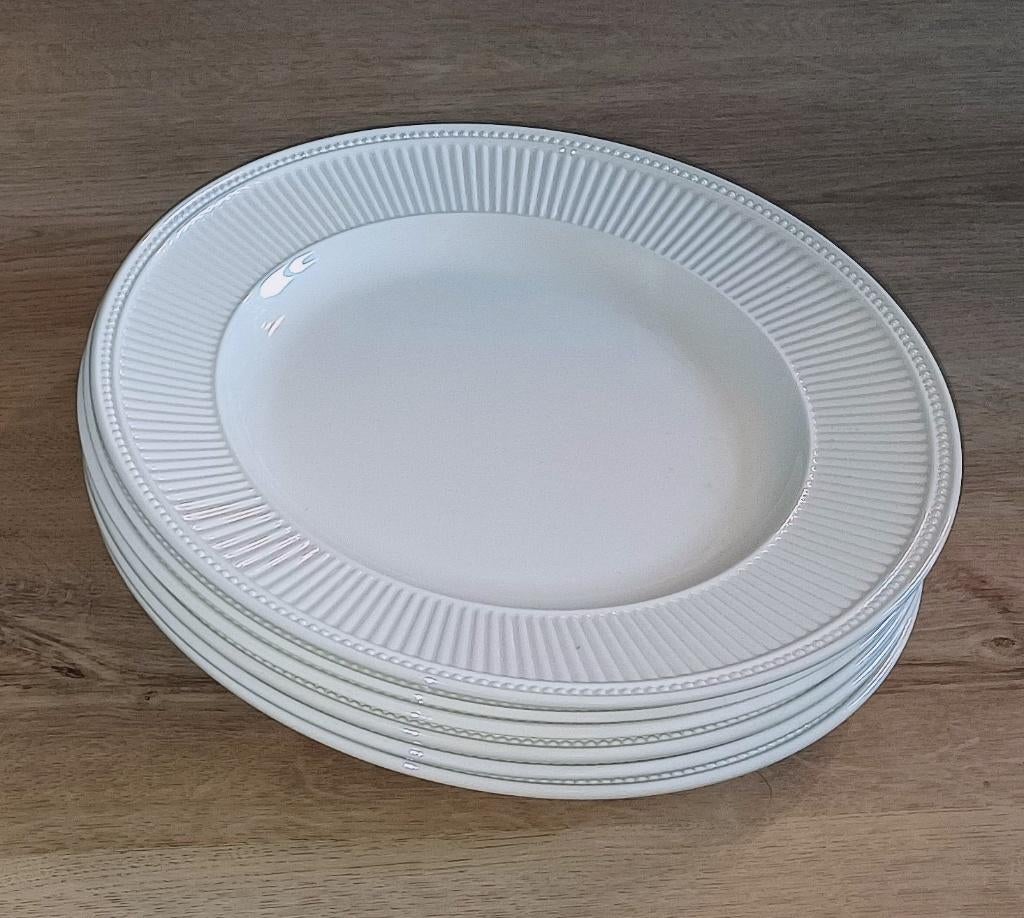 Wedgwood Windsor dinerborden 27cm parel ribbel rand, Ophalen, Zo goed als nieuw, Bord(en), Wedgwood