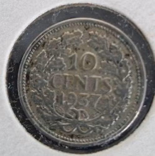 Nederland 1937 - 10 cent - Wilhelmina, Postzegels en Munten, Munten | Nederland, Ophalen of Verzenden, Koningin Wilhelmina, 10 cent