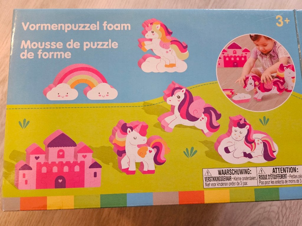 Unicorn 3D foam puzzel als nieuw, Kinderen en Baby's, Speelgoed | Kinderpuzzels, Ophalen of Verzenden, 10 tot 50 stukjes, Zo goed als nieuw