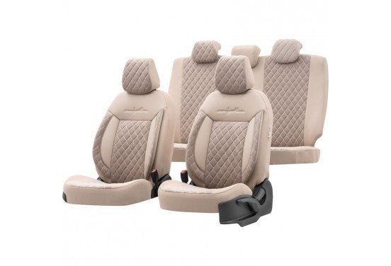 Leder/Velours Stoelhoezen VIP' - Crème - 11-delignset ', Auto-onderdelen, Groningen, Verzenden, Nieuw, Overige automerken
