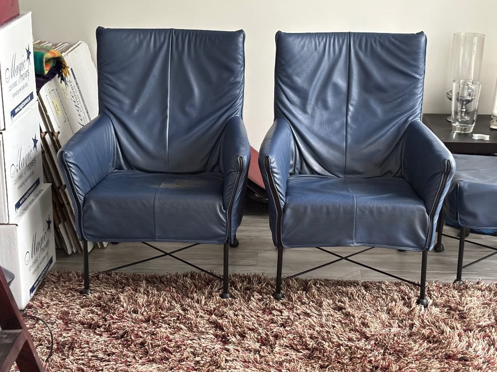 Charly design stoelen 2x kleur Blauw, Huis en Inrichting, Stoelen, Ophalen, Gebruikt, Twee, Blauw