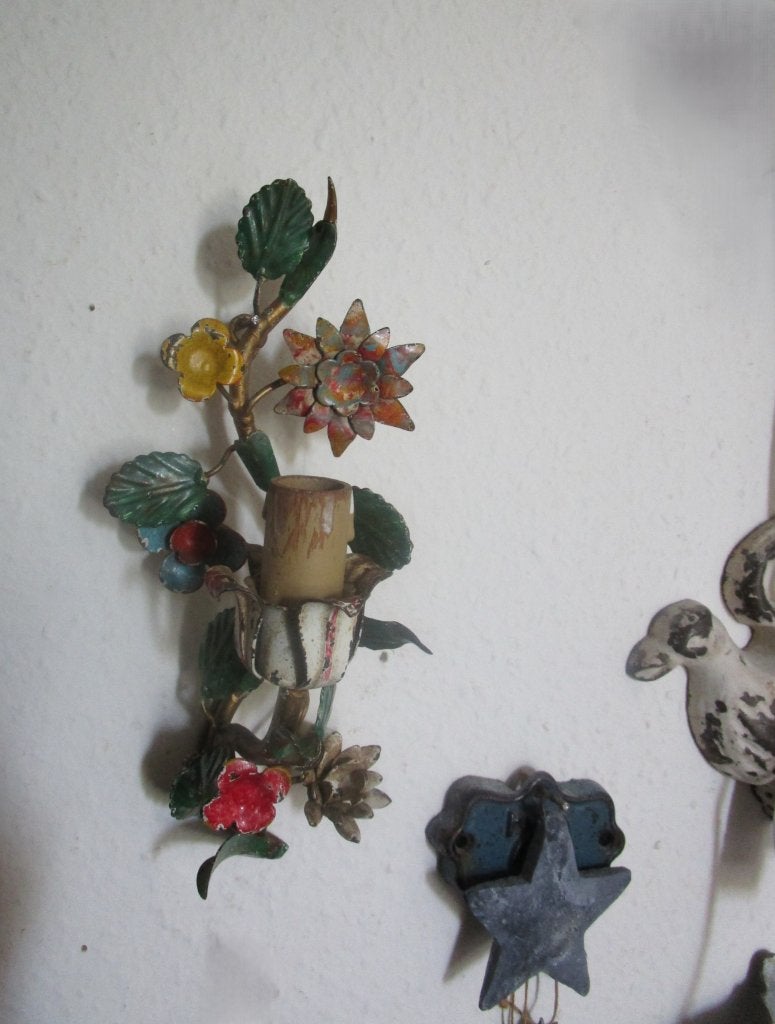 Frans Metalen Wandlamp met Bloemen, Ophalen of Verzenden