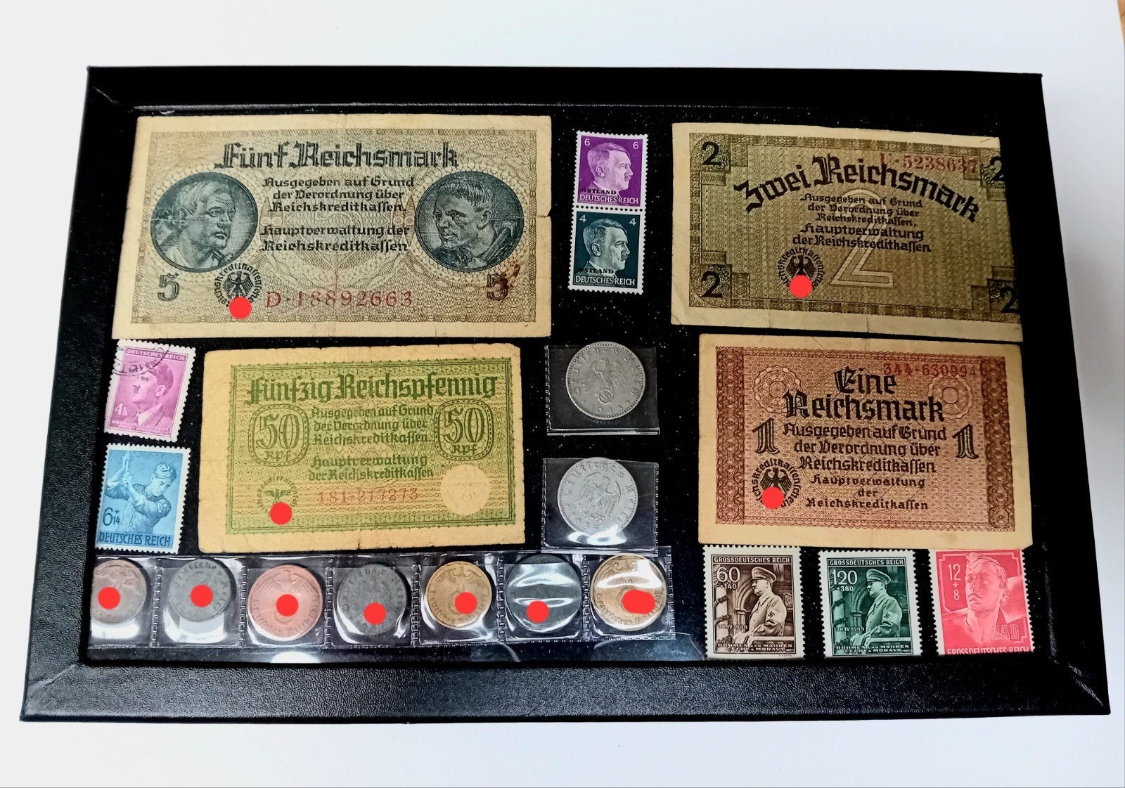 WO2 Luxe Opbergdoos - Complete Biljetten & 9 Munten, Ophalen of Verzenden, Duitsland, Setje