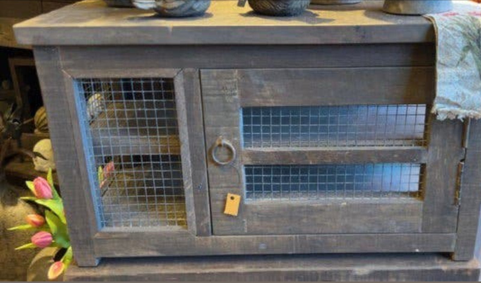 Stoer driftwood kastje met gaasdeurtje en zijpanelen.SALE, Ophalen, Bv, Breda, Nieuw
