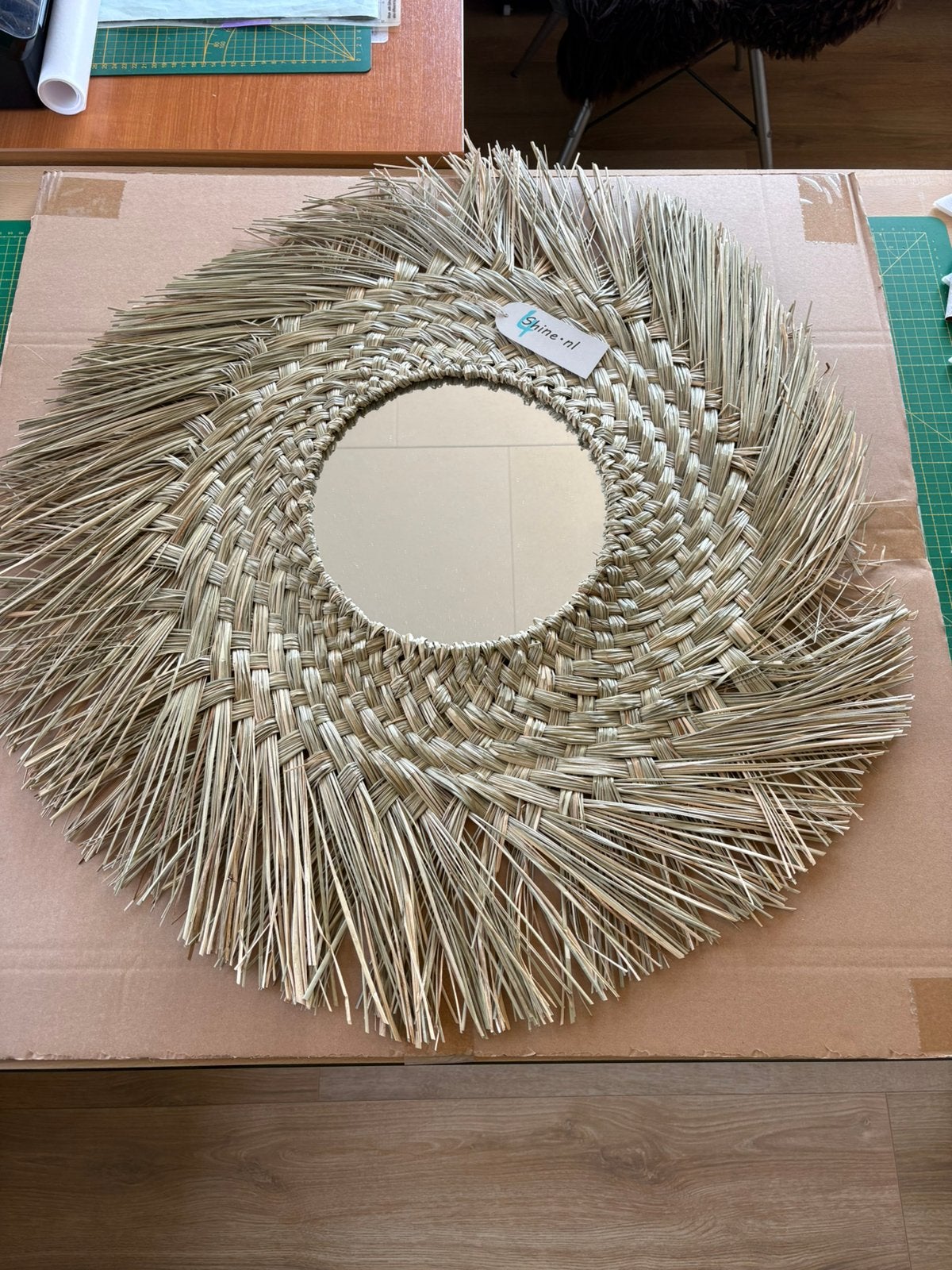 Zeegras spiegel XL 4shine, Ophalen, Rond, Nieuw, 75 tot 100 cm