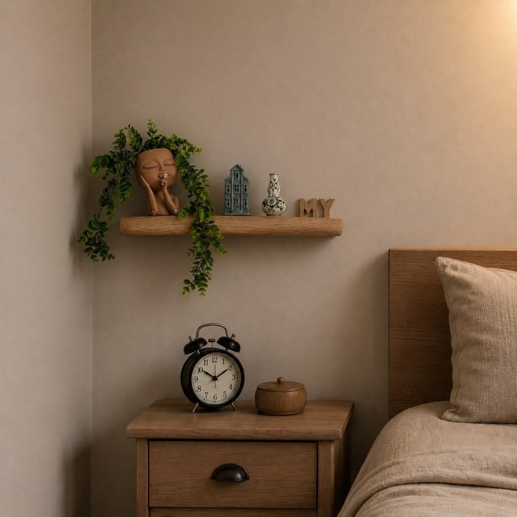 Zwevende eiken wandplank + montagepennen 58,5cm #246B, Houtatelier M.Y., Info@myhoutatelier.nl, Nieuw, Ophalen of Verzenden