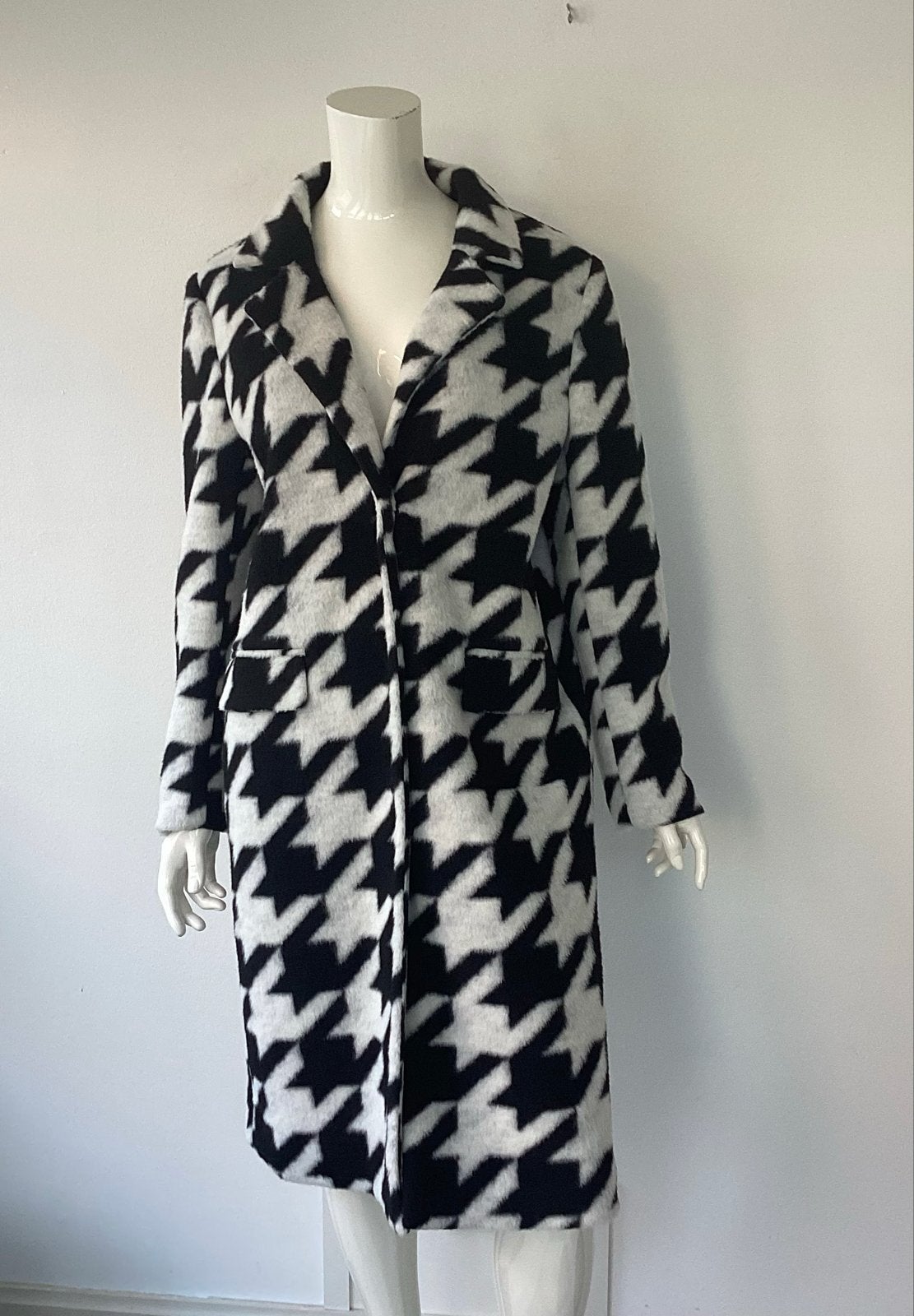 Geisha Pied-de-poule Jas Zwart/Wit Maat S/36, Kleding | Dames, Verzenden, Nieuw, Maat 36 (S), Zwart