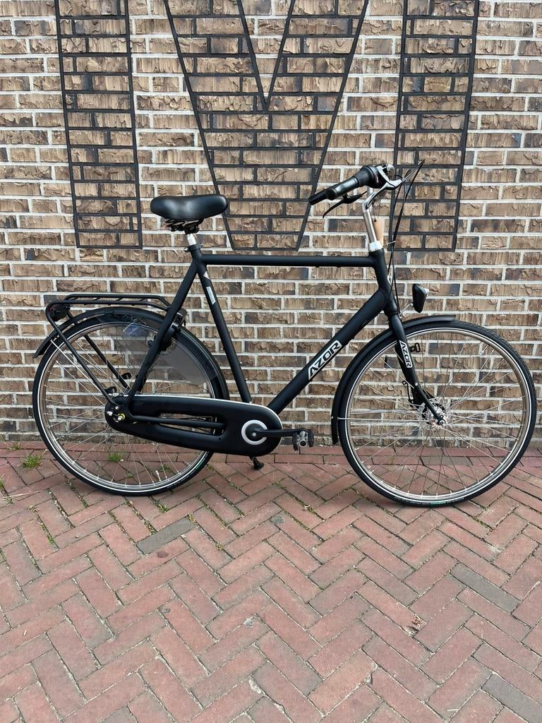 Azor Schelde herenfiets mat zwart 67cm 7 versnellingen, Versnellingen, Nieuw, Schijfrem, 65 cm of meer