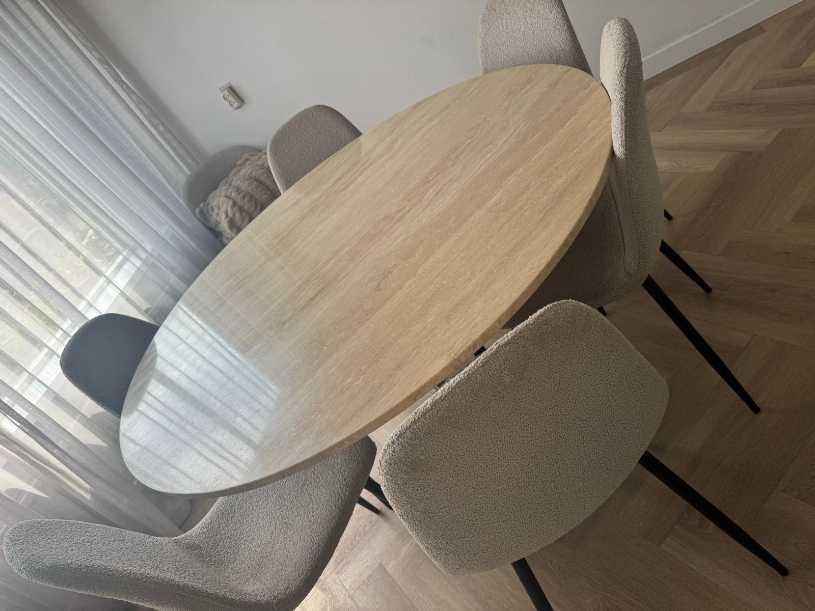 Marmeren eettafel 1.40m - Zeer goede staat, Ophalen, Overige materialen, 100 tot 150 cm, Rond