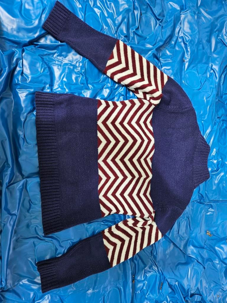 Dillin Trui met Zigzag Patroon - Maat M, Maat 38/40 (M), Blauw, Ophalen of Verzenden, Zo goed als nieuw