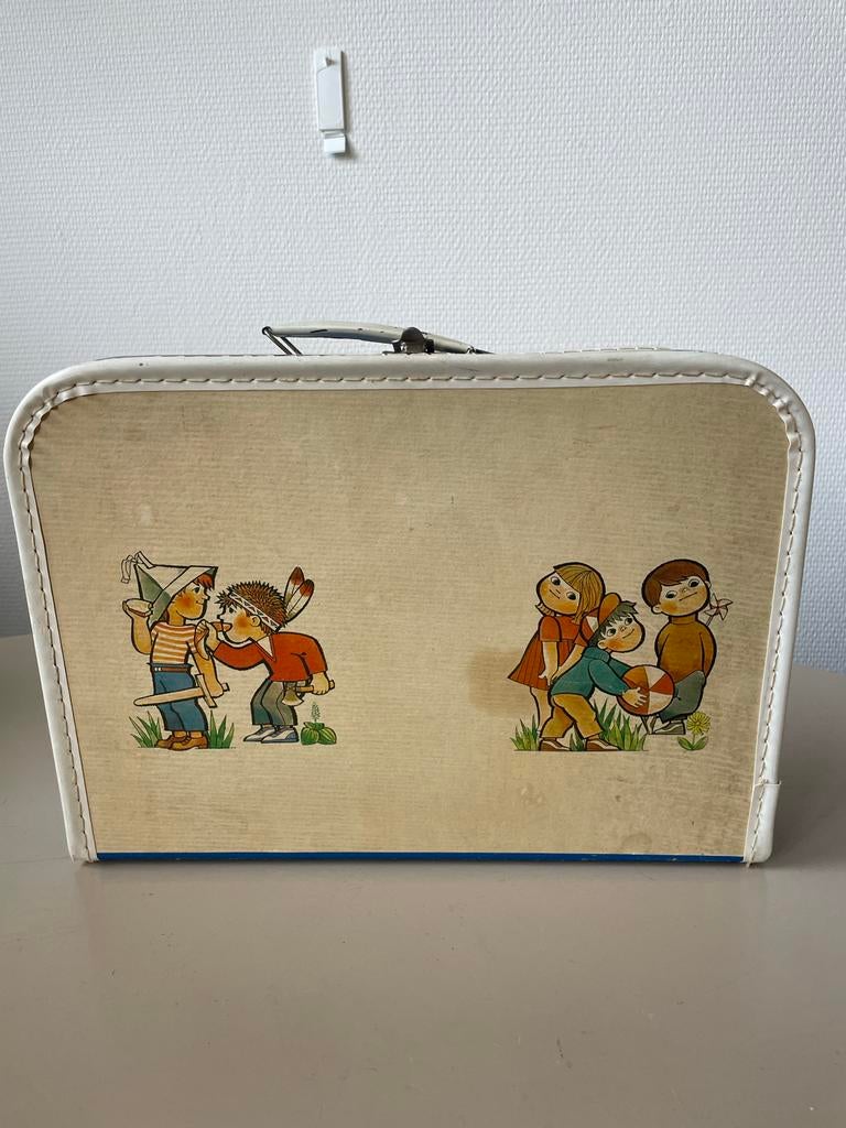 Vintage kartonnen koffertje met kinderillustraties, Ophalen of Verzenden, Gebruikt