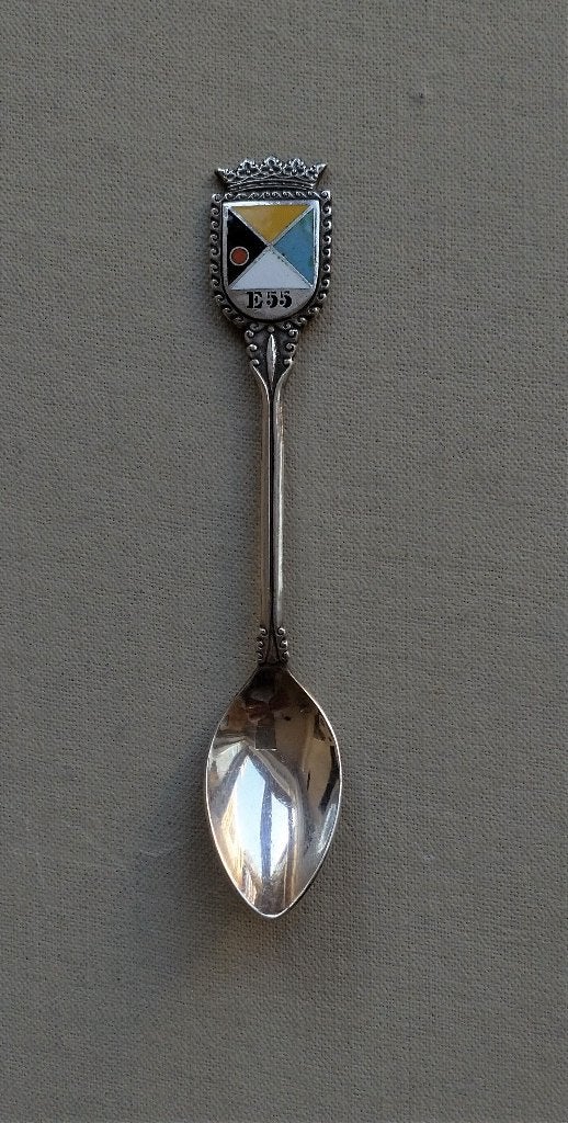 Advocaatlepeltje verzilverd, ter ere van de E55 (1955), Antiek en Kunst, Ophalen of Verzenden