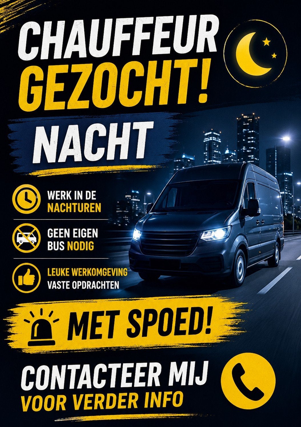 Chauffeur Gezocht Voor Nachtwerk, Vacatures, MBO, Starter, Overige vormen