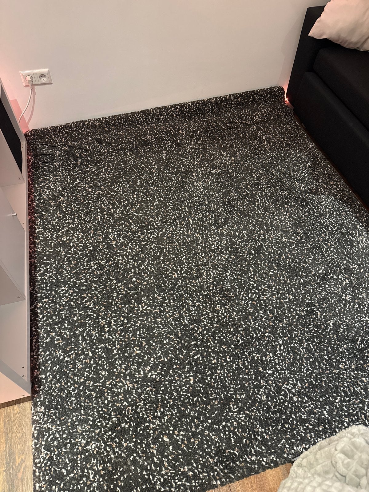 IKEA| Zwart/wit gevlekt vloerkleed, Ophalen, Gebruikt, Zwart, 150 tot 200 cm