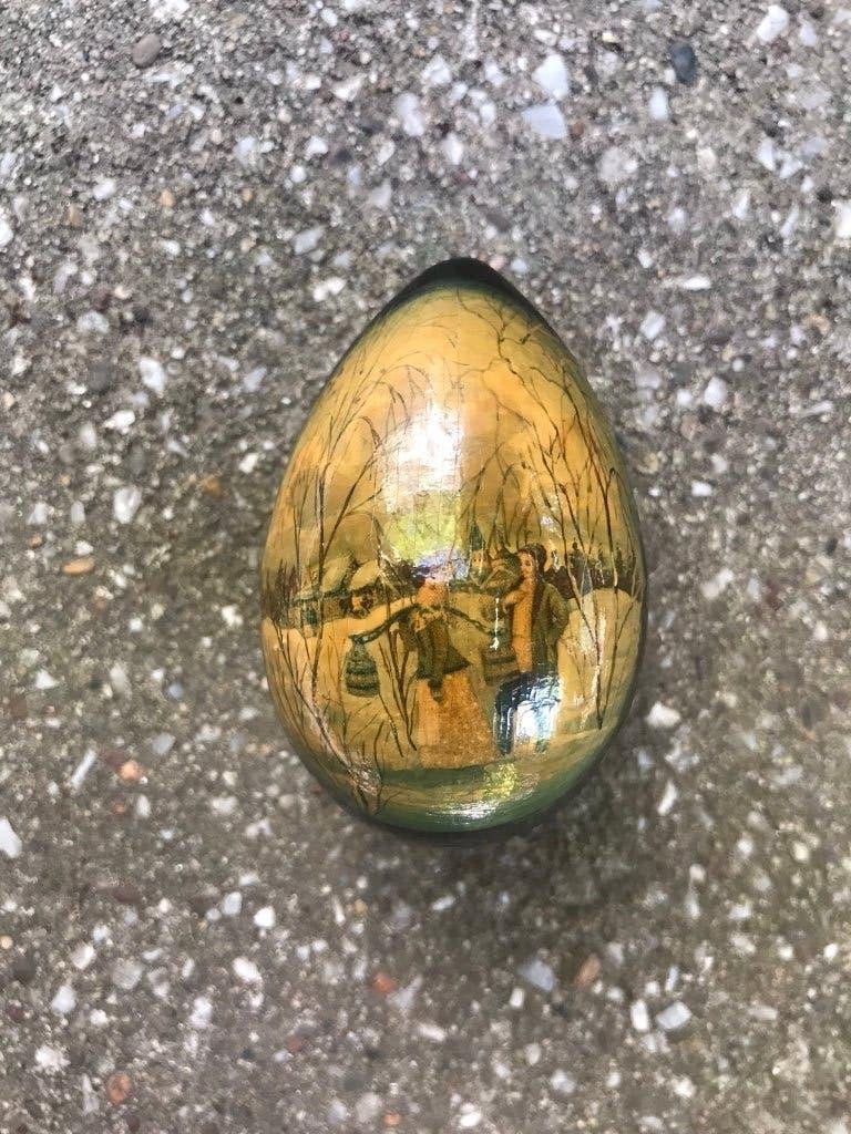 Gelakt Russisch ei Pasen, Antiek en Kunst, Overige onderwerpen, Houtsnijwerk, Handgemaakt, Ophalen of Verzenden