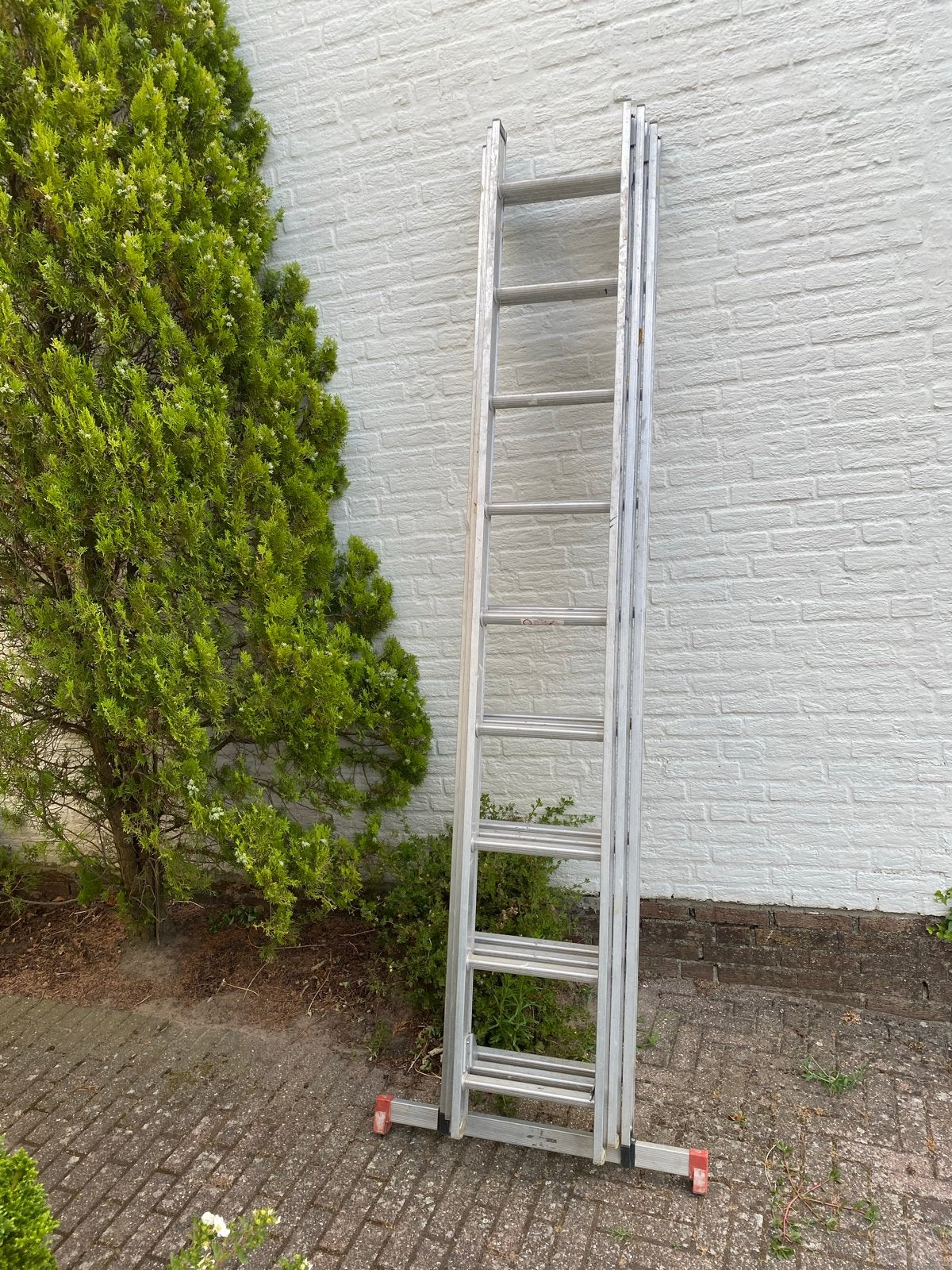 Uitschuifbare aluminium ladder - 3-delig, Ophalen, Gebruikt, Ladder, Opvouwbaar of Inschuifbaar