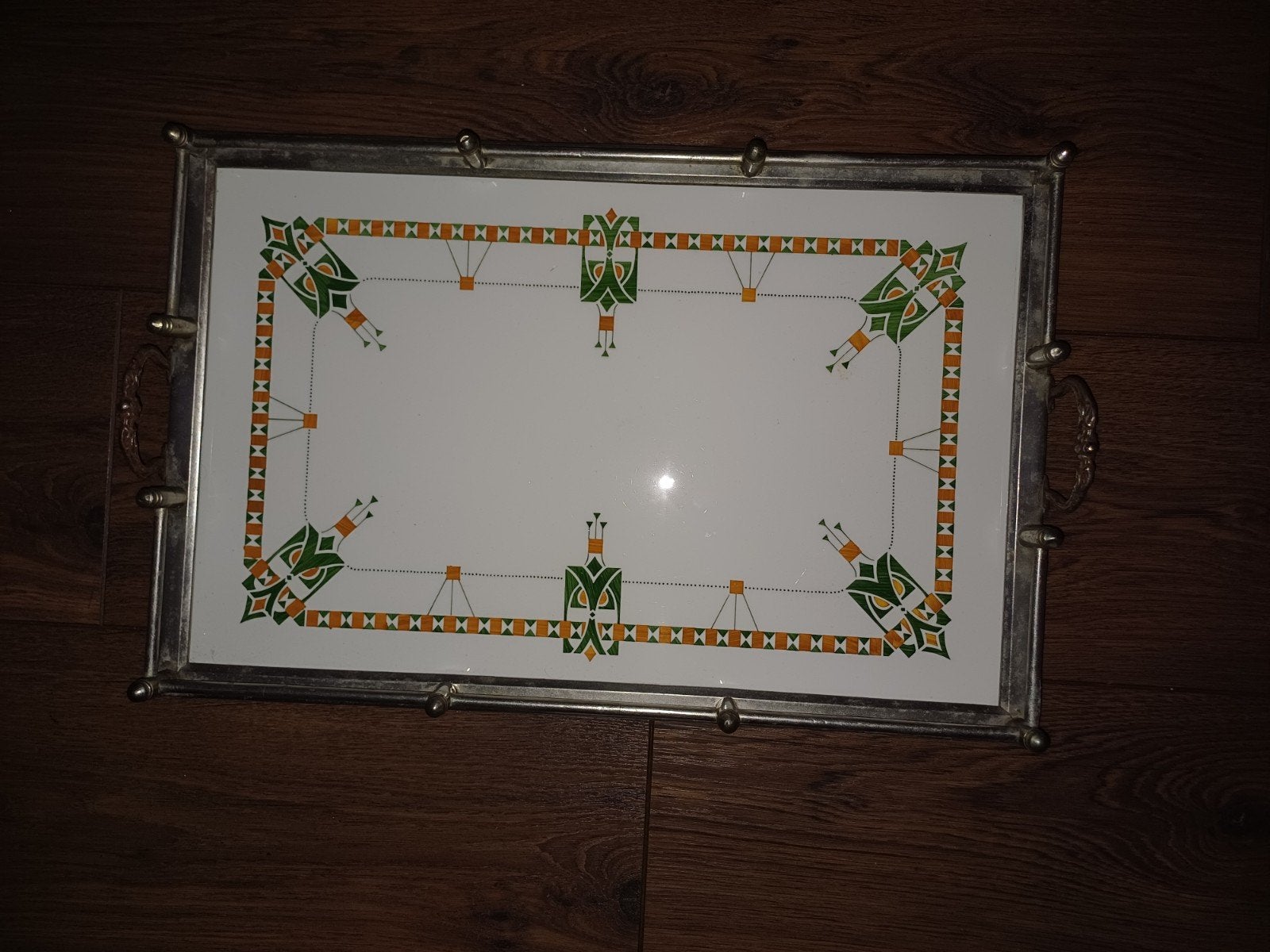 Vintage dienblad met art deco tegelpatroon, Ophalen of Verzenden