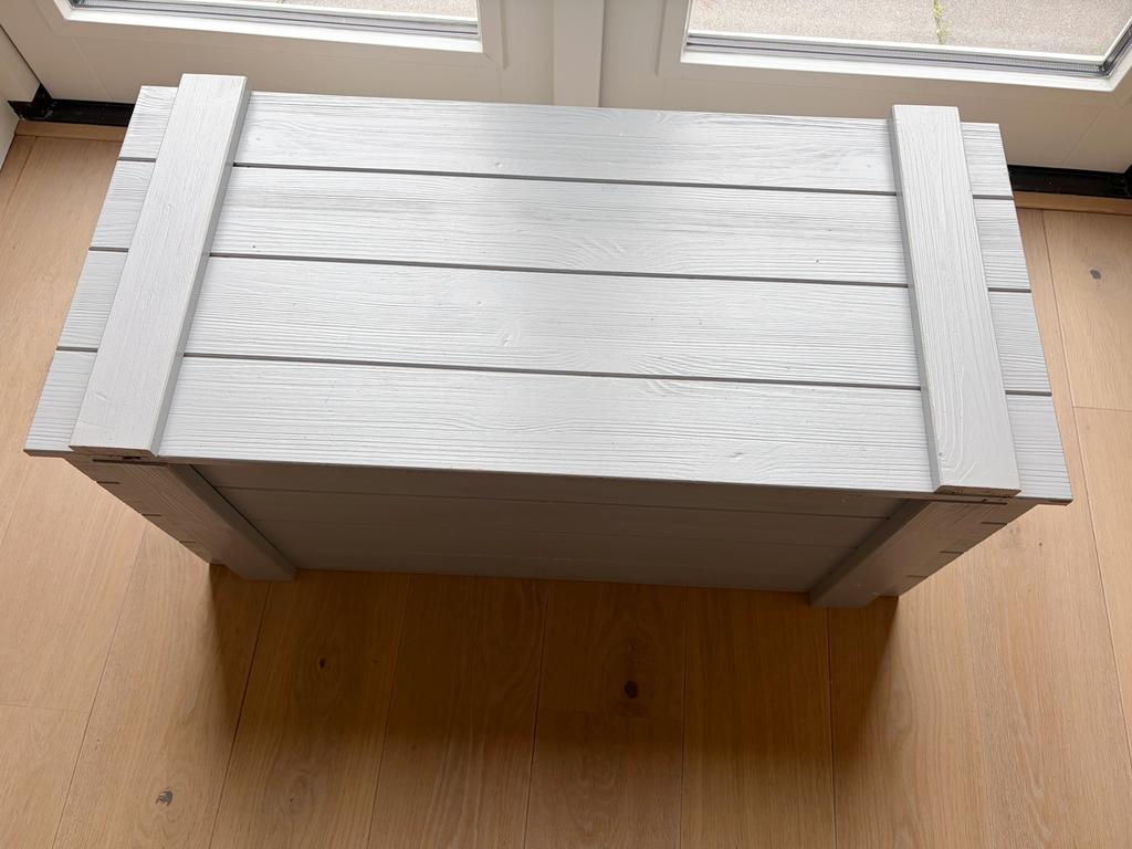 Grote kist/speelgoedkist Woood lichtgrijs, Ophalen, Gebruikt, 50 tot 100 cm, Minder dan 50 cm