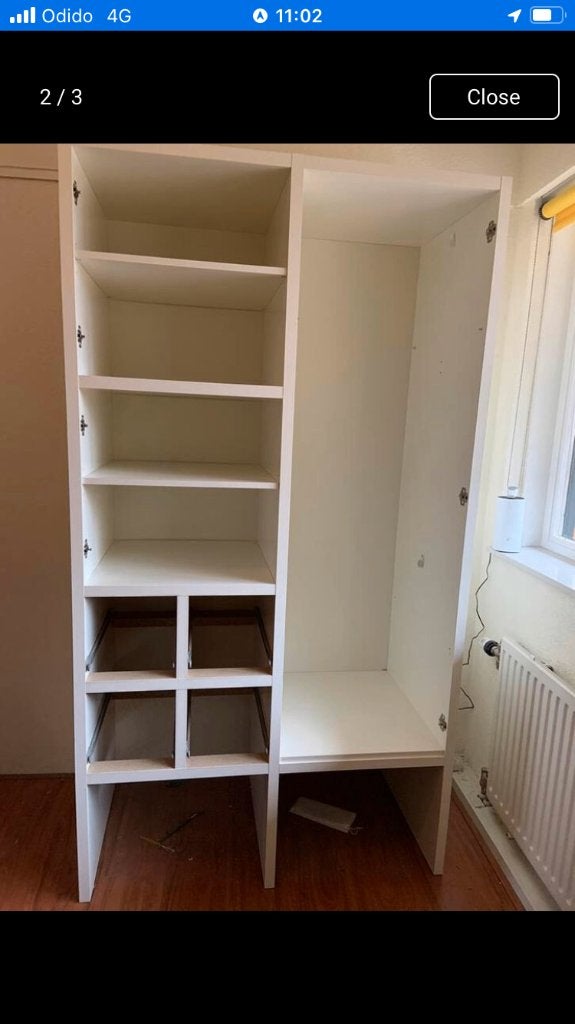 IKEA RAKKE - (VISTHUS-ODDA)kledingkast  Bezorg-/montageoptie, 100 tot 150 cm, IKEA RAKKE, 200 cm of meer, Eikenhout