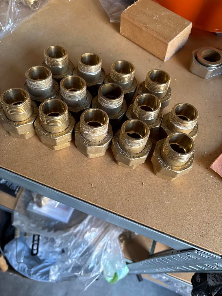 14x 3-delige messing koppeling 1 inch, Doe-het-zelf en Verbouw, Buizen en Afvoer, Overige materialen, Overige typen, Nieuw, Minder dan 2 meter