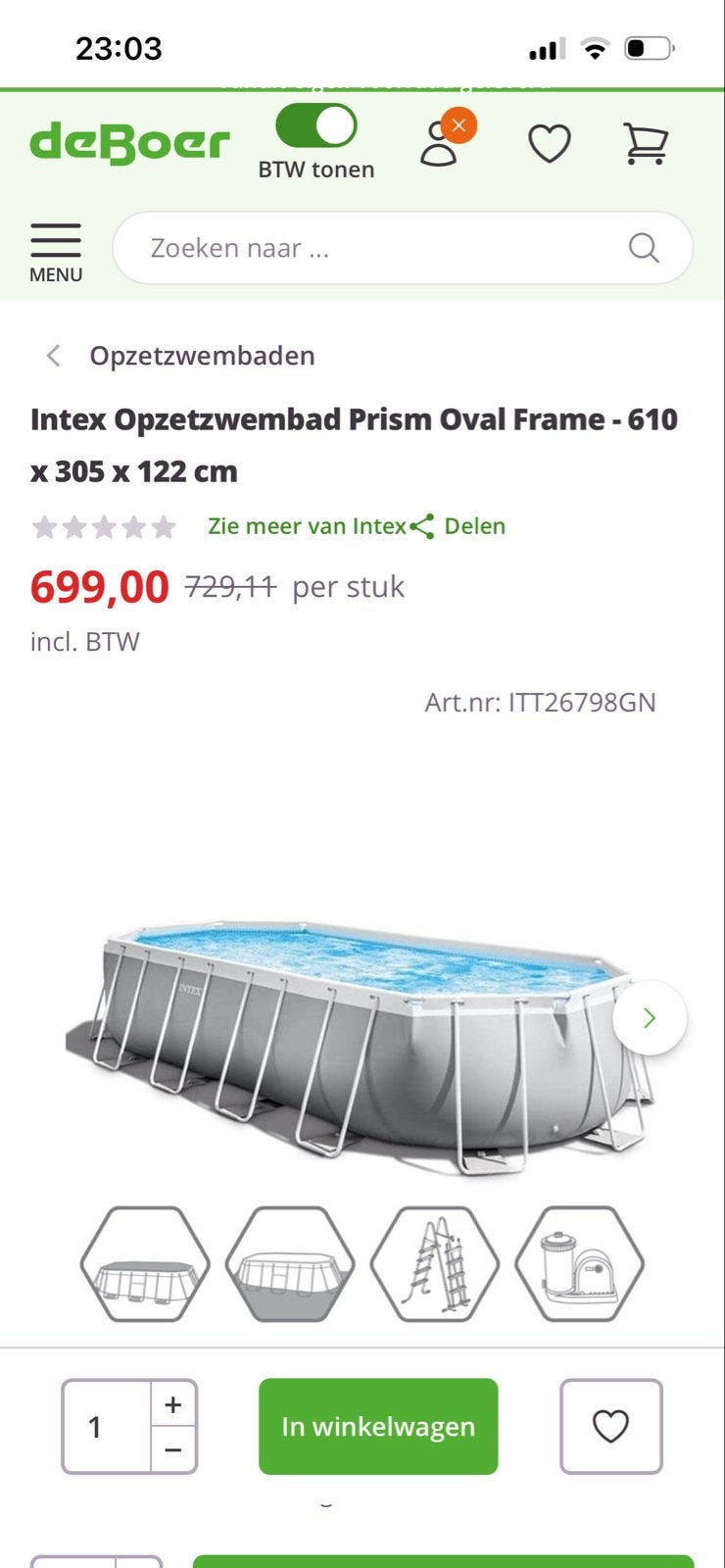 Intex Opzetzwembad Prism Oval Frame - 610 x 305 x 122 cm, Tuin en Terras, 120 cm of meer, Ophalen of Verzenden, Ovaal, 300 cm of meer