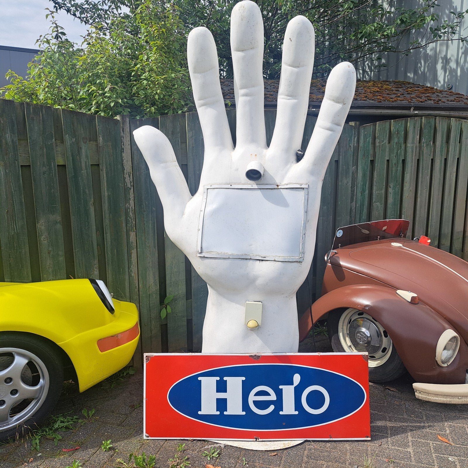 Hero Drinks emaille reclamebord '80, Ophalen, Gebruikt, Reclamebord