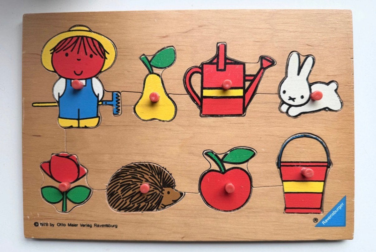 Vintage nijntje puzzel, Gebruikt, Ophalen of Verzenden, Van hout, Minder dan 10 stukjes