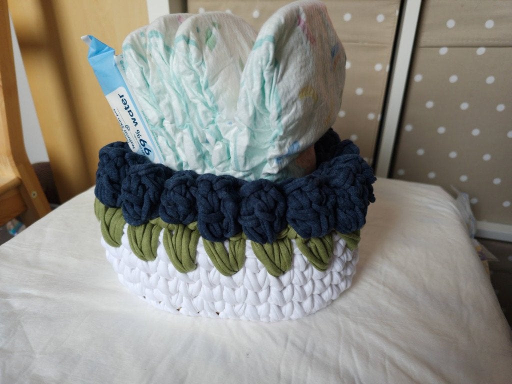 Handgemaakt blauw gehaakt mandje | Babykamer opbergmand, Overige merken, Nieuw, Ophalen of Verzenden, Opbergmeubel