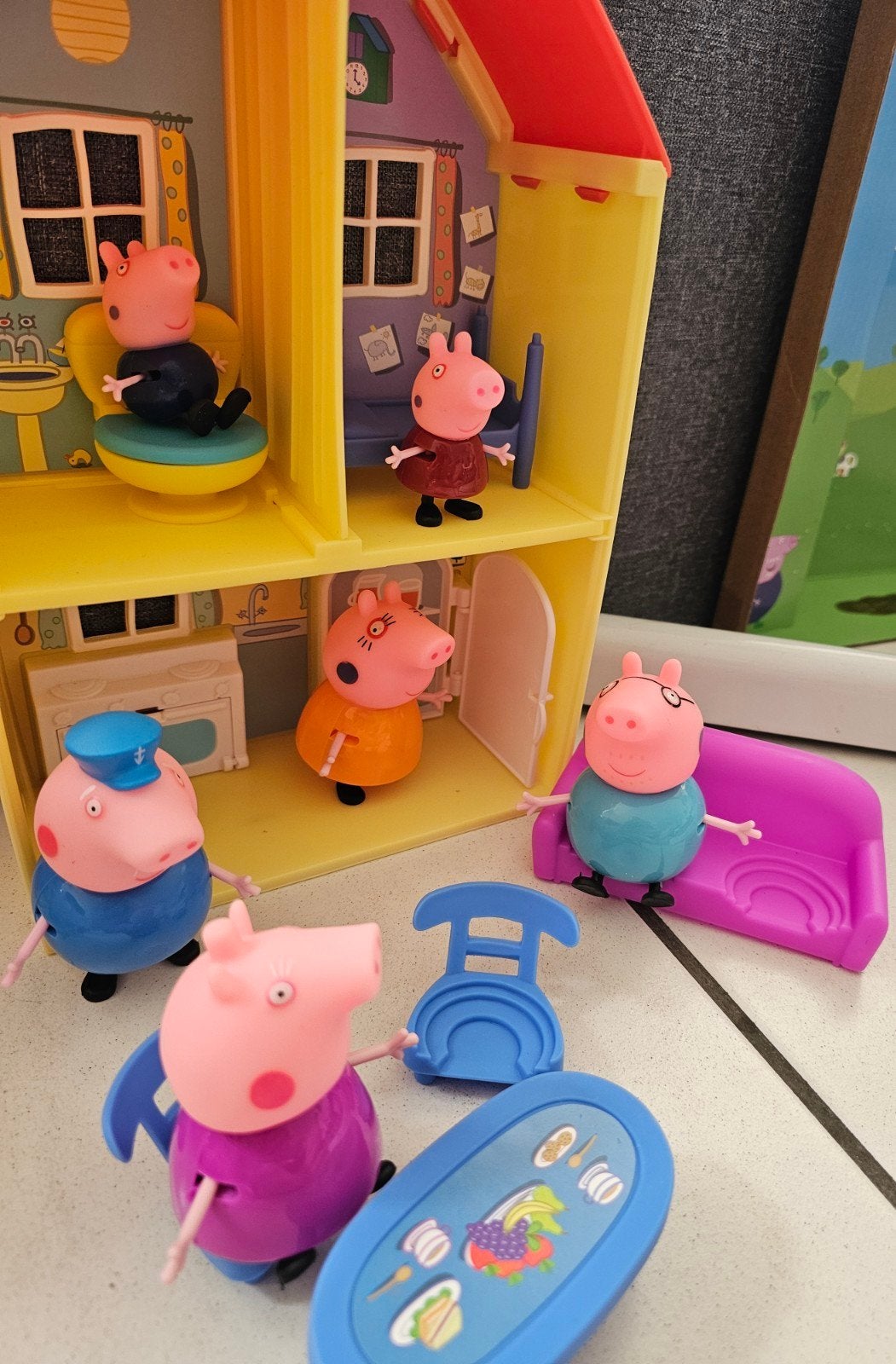 Peppa Pig set 6 biggetjes Opa Oma Papa Mama Peppa George big, Ophalen of Verzenden, Nieuw
