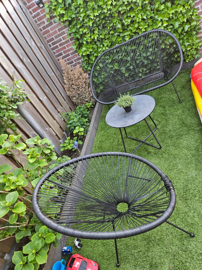 Zwarte Acapulco tuinset 2 stoelen zonder tafel GRATIS, Kunststof, Gebruikt, Stoel, Tuinset