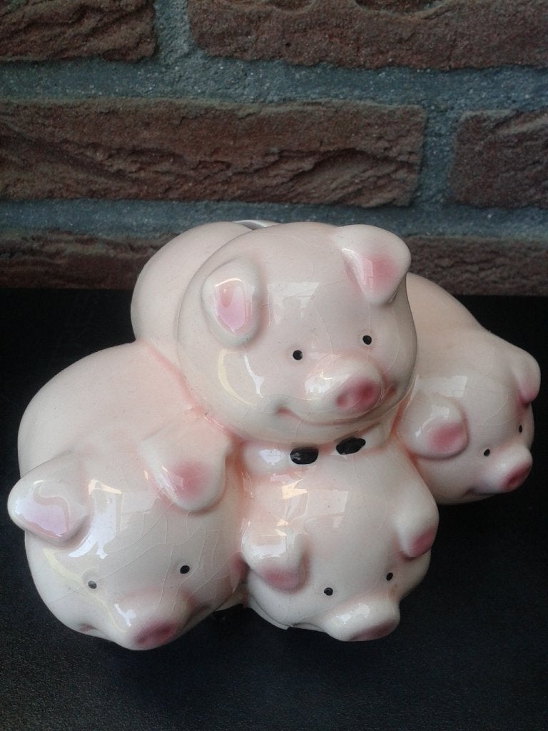 Grappige SPAARPOT <> Roze VARKENTJES <> KERAMIEK 15 x 10 cm, Verzamelen, Spaarpotten, Ophalen of Verzenden, Gebruikt, Steen, Aardewerk of Keramiek