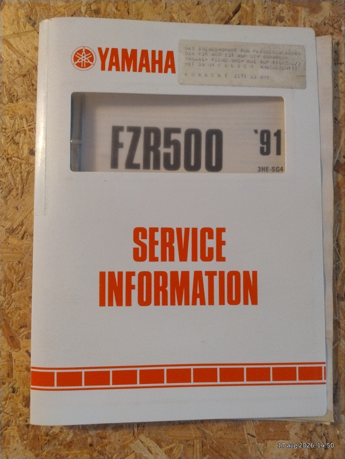 Yamaha FZR500 FZR600 91 en 89 Service Informatie Handleiding, Verzenden, Yamaha