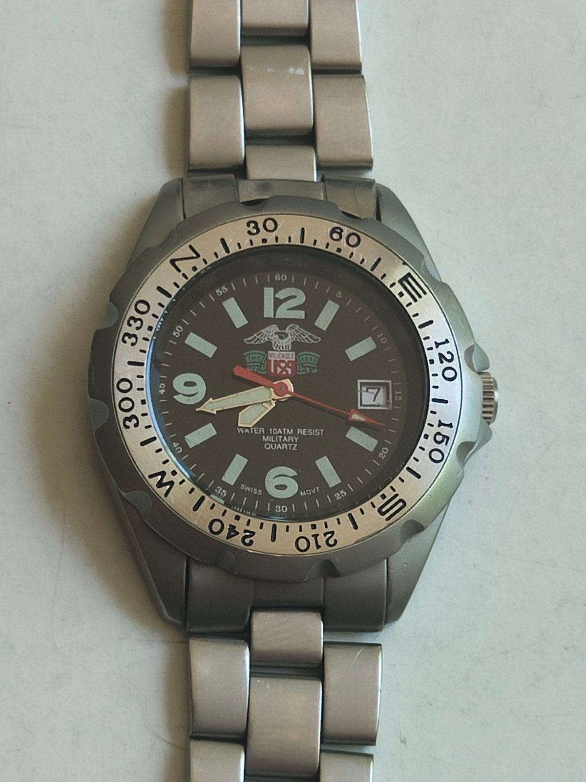 Vintage Mil Eagle militair horloge 1992., Overige merken, Staal, Met bandje, Polshorloge