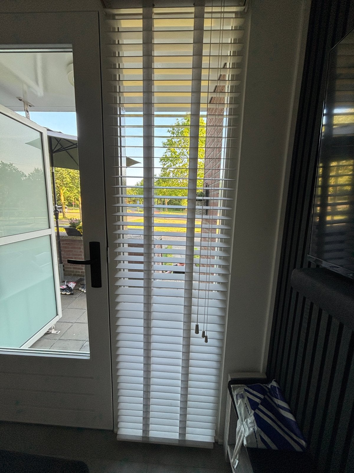 Witte houten jaloezie shutter 54x205, Ophalen, Jaloezie, Gebruikt, Overige merken
