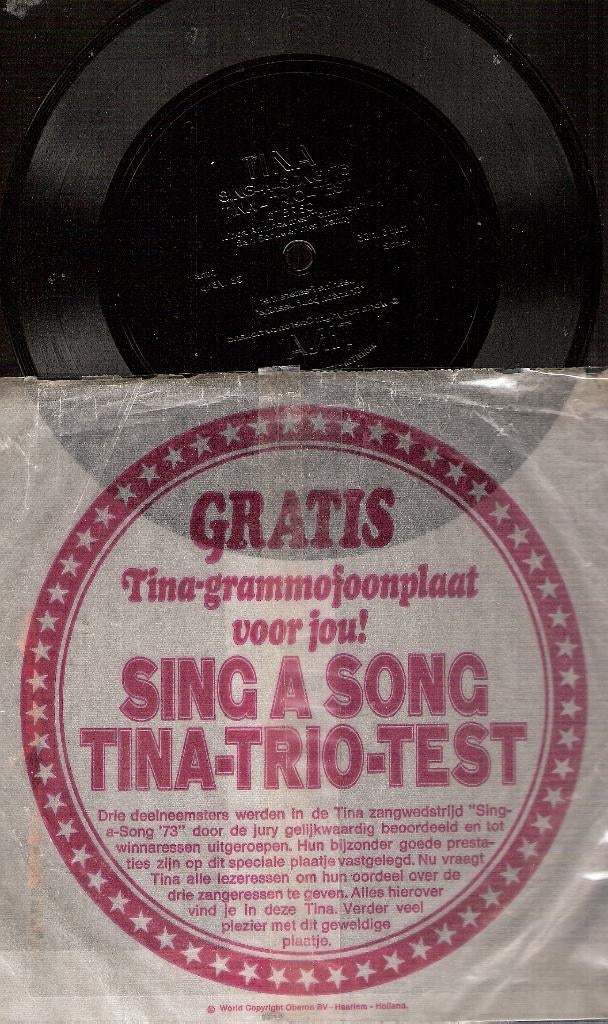 Meisjesblad TINA:  Tina Sing A Song test -in enveloppe, Ophalen, Gebruikt, Pop