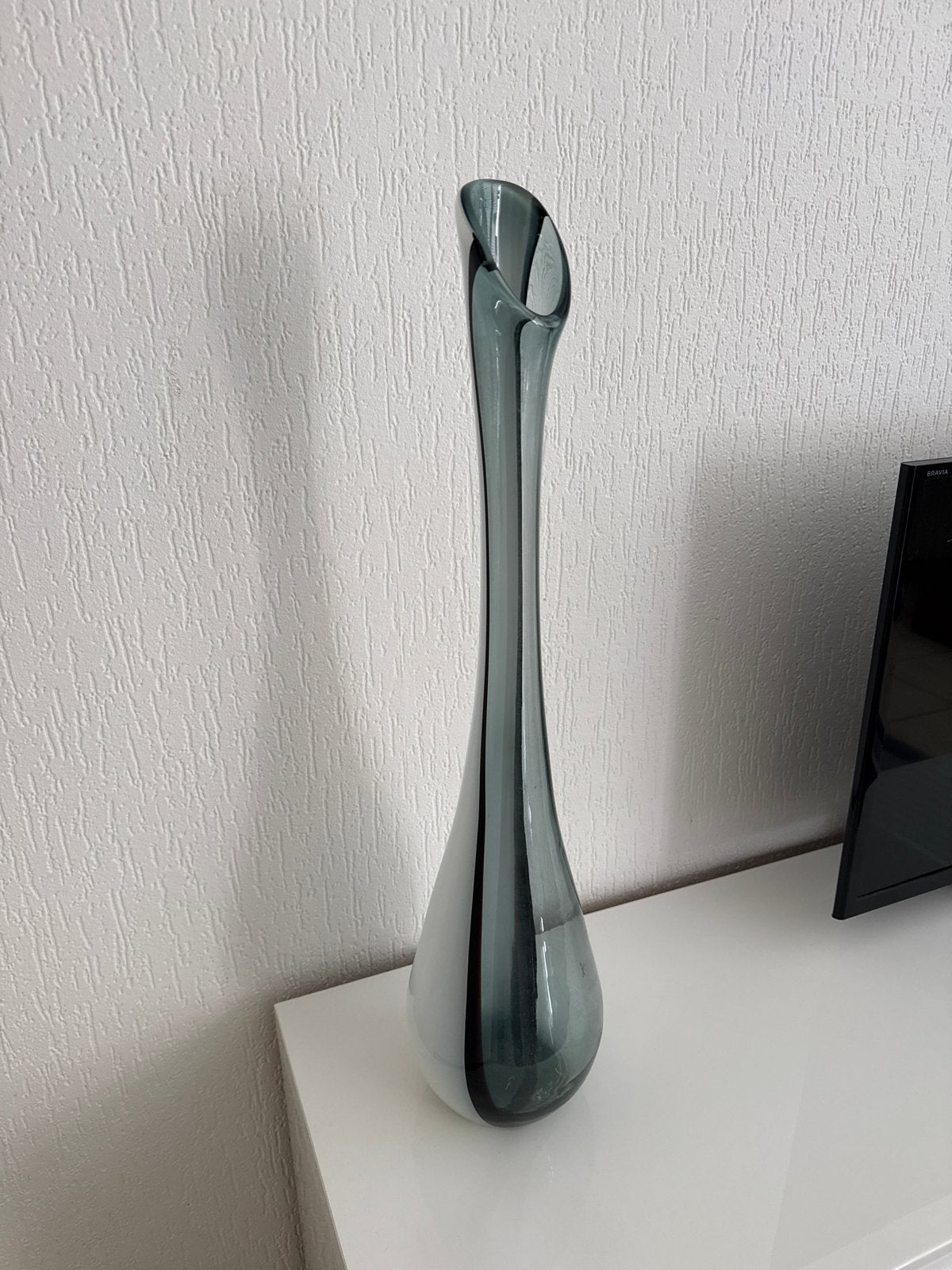 Mooie glazen vaas - Grijs/Wit/zwart, Antiek en Kunst, Antiek | Vazen, Ophalen