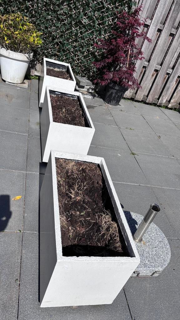 Witte plantenbak, Tuin en Terras, Bloembakken en Plantenbakken, Ophalen, Gebruikt, Rechthoekig, Kunststof