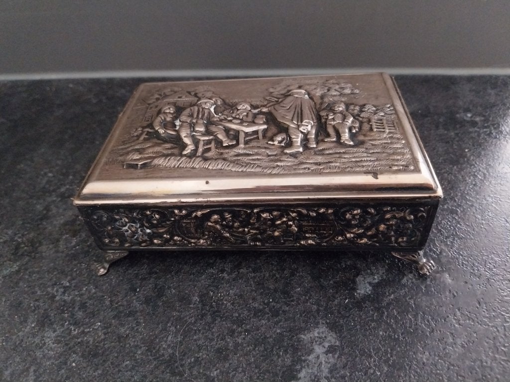 Vintage Verzilverde doos van H. Hooijkaas 1950-65, Ophalen of Verzenden