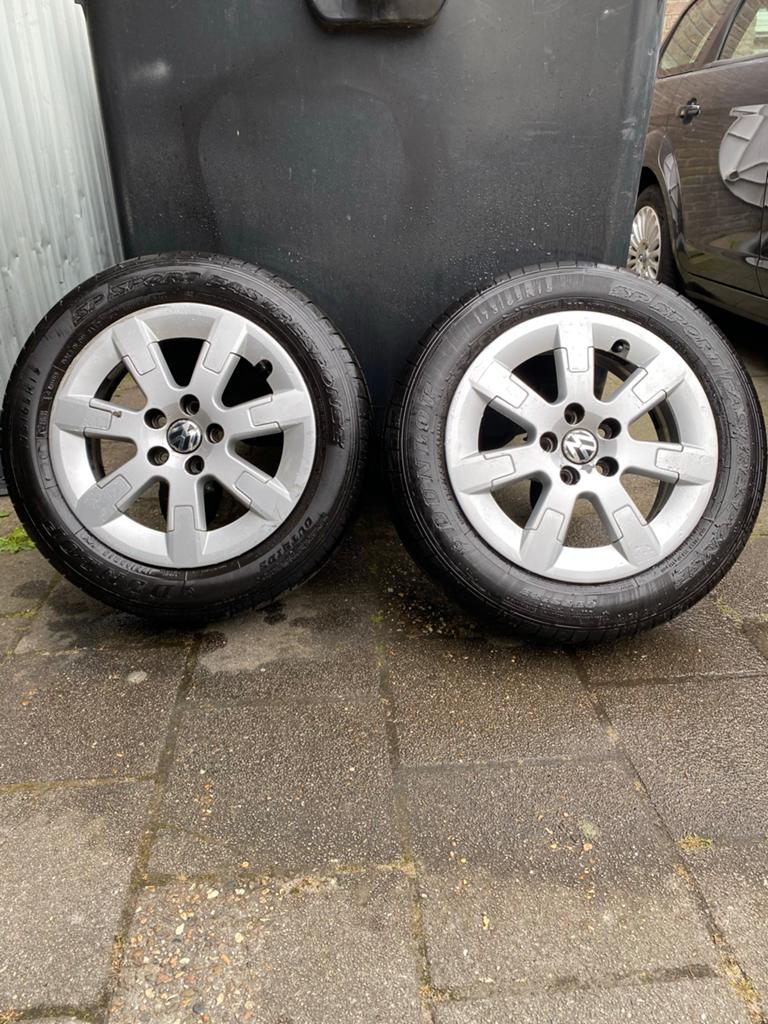 Volkswagen Polo Zomerset Velgen + Zomerbanden 5x100, Auto-onderdelen, Banden en Velgen, Ophalen, Gebruikt, 15 inch, Banden en Velgen