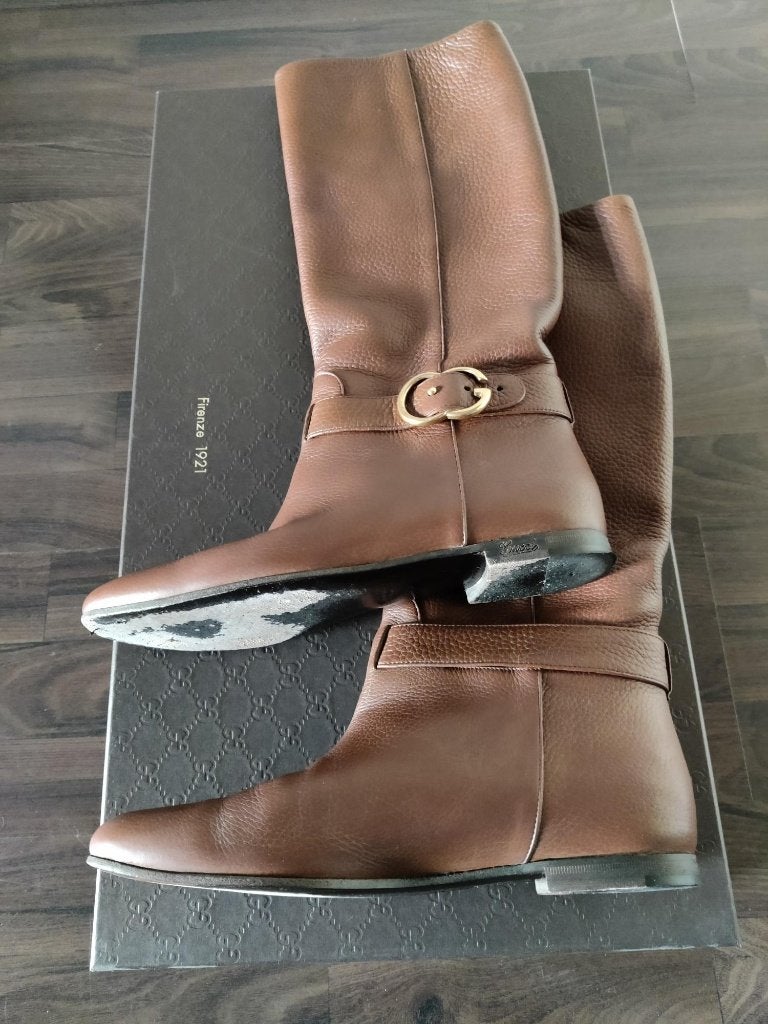 Gucci laarzen middenbruin zachtleer maat 39 met doos+dustbag, Hoge laarzen, Bruin, Ophalen of Verzenden, Gucci