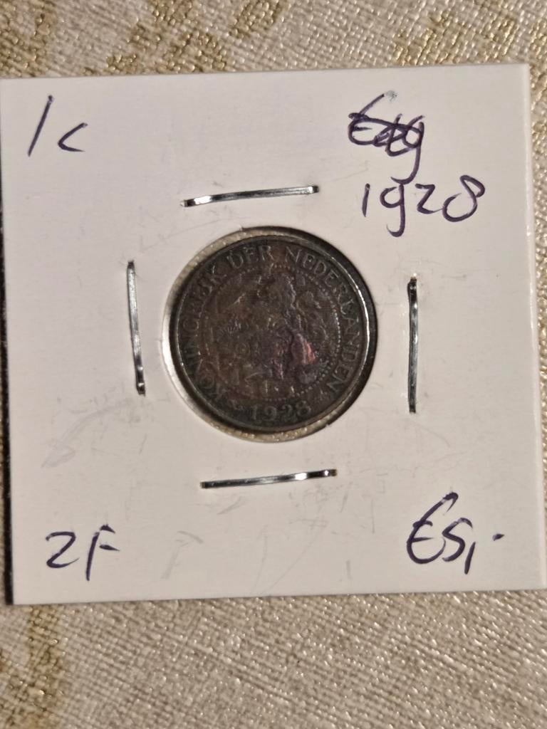 Nederland 1 Cent 1928 Koningin Wilhelmina, Ophalen of Verzenden, Koningin Wilhelmina, 1 cent, Losse munt