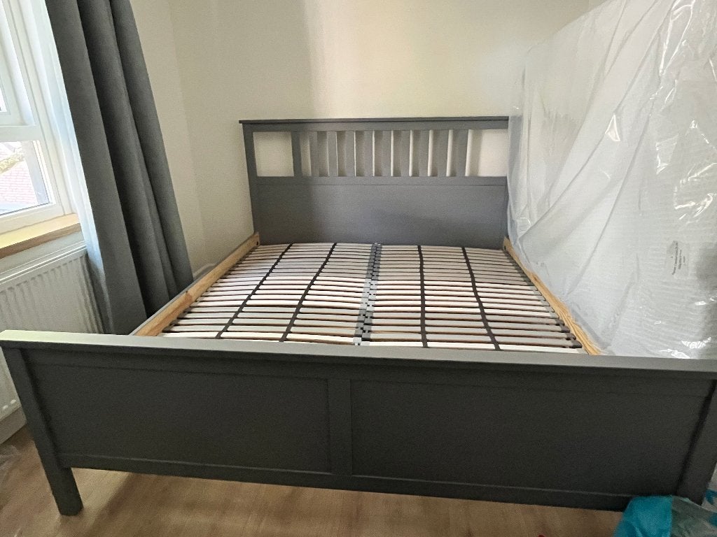 Bedframe ikea (Hemnes) plus lattenbodem, Ophalen, Tweepersoons, Zo goed als nieuw, 180 cm