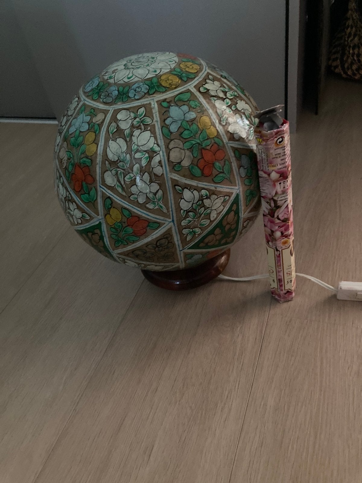 Handbeschilderde grote lamp kamelenblaas, Ophalen of Verzenden, Gebruikt, 40 cm, Overige materialen