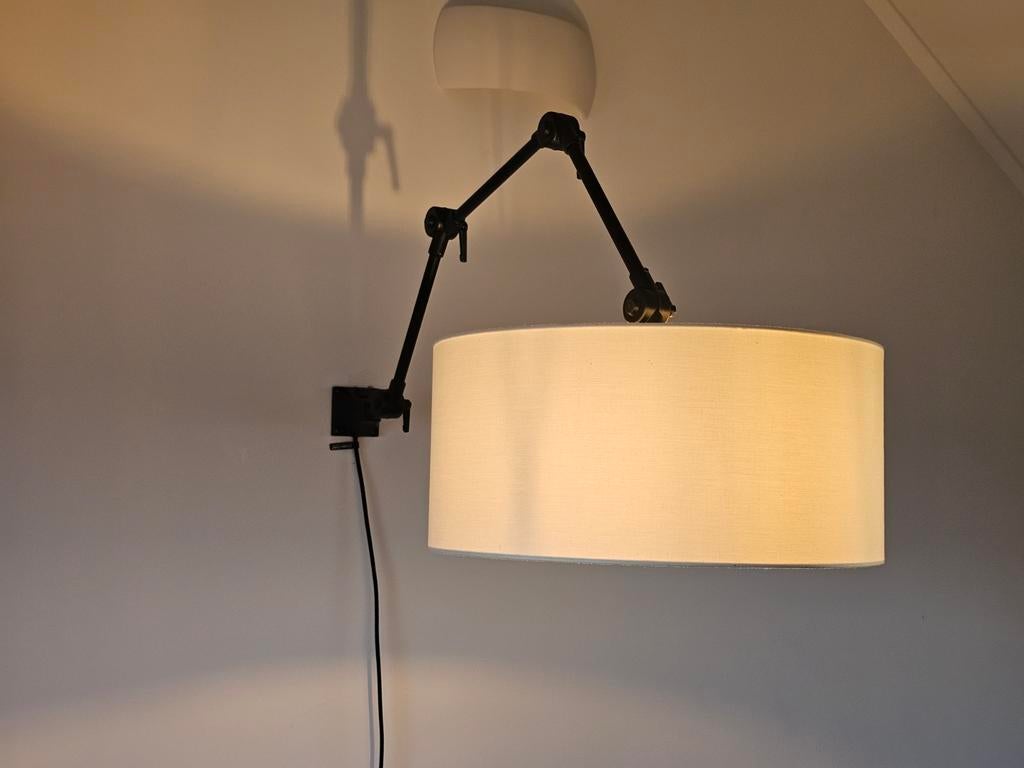 Verstelbare wandlamp met stoffen kap, Ophalen, Gebruikt, Stof, Modern, Industrieel, Scandinavisch