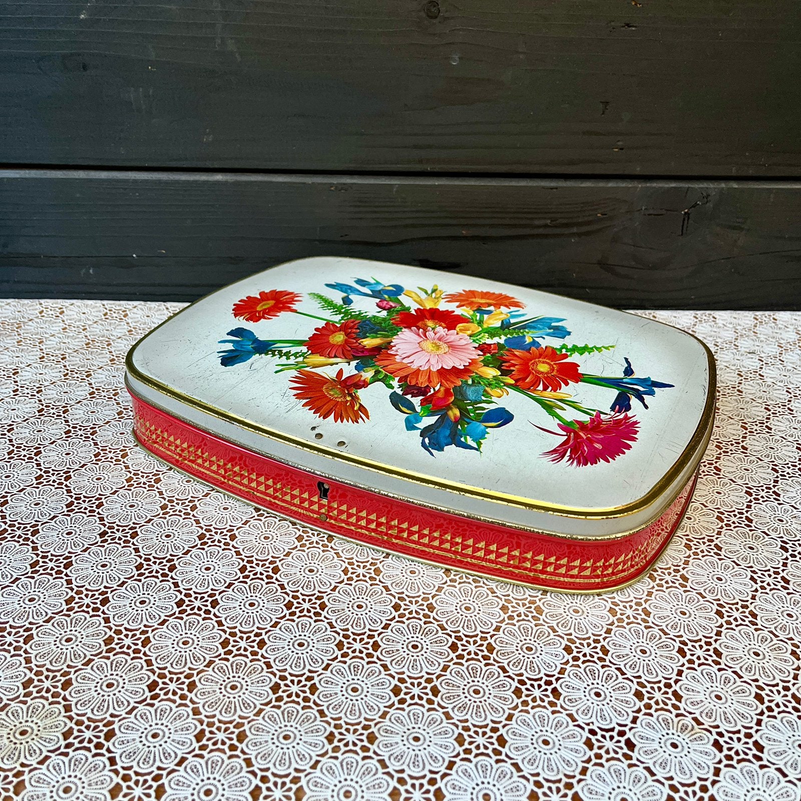 Vintage bewaarblik met bloemen van Cote D’or, Ophalen of Verzenden, Zo goed als nieuw, Overige, Overige merken