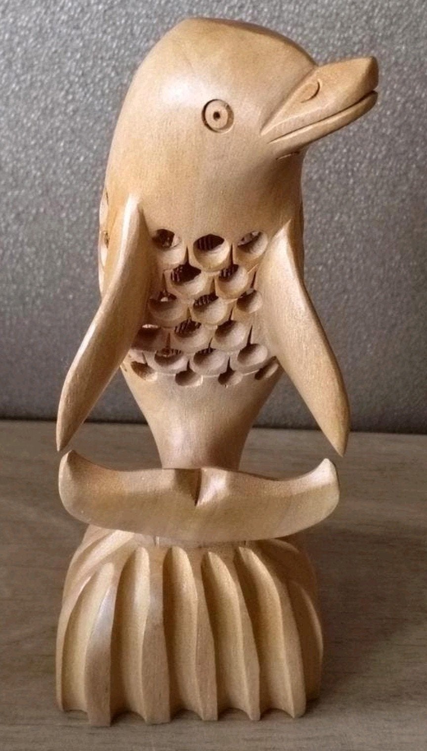 Houten dolfijn beeldje - Handgesneden decoratie, Verzenden, Nieuw, Dier