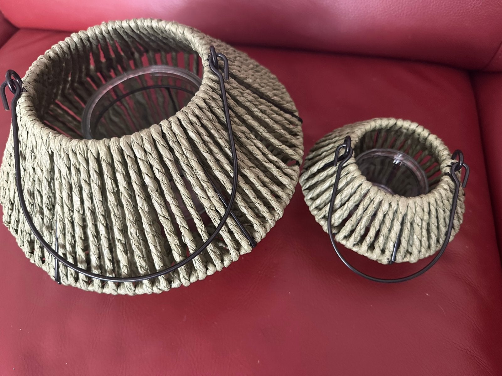 Set van 2 JensLiving Windlichten met Glazen Pot, Windlicht, Overige merken, Natuurlijk materiaal, Ophalen of Verzenden